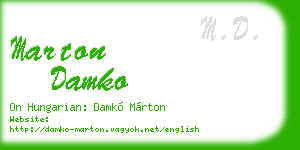 marton damko business card
