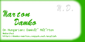 marton damko business card